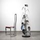 Standing sculpture with chrome leaves and circular base, 1970s