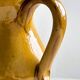 Vintage enameled ceramic pitcher - Retro mustard yellow jar.