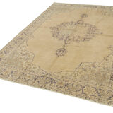 Handwoven antique anatolian beige rug 204 cm x 290 cm