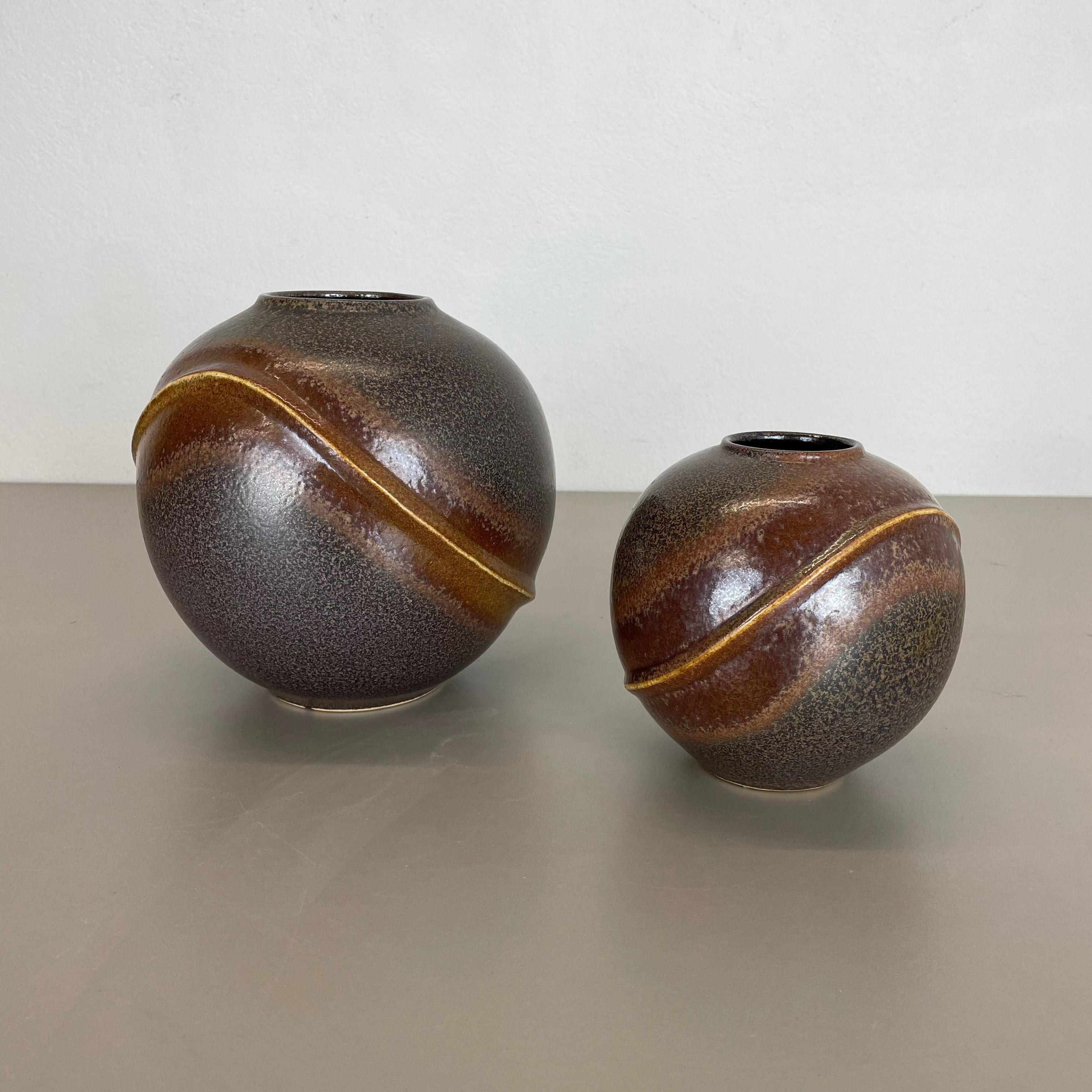 Set of 2 rare ceramic pottery "orion" vases by dümler and breiden, germany 1970s