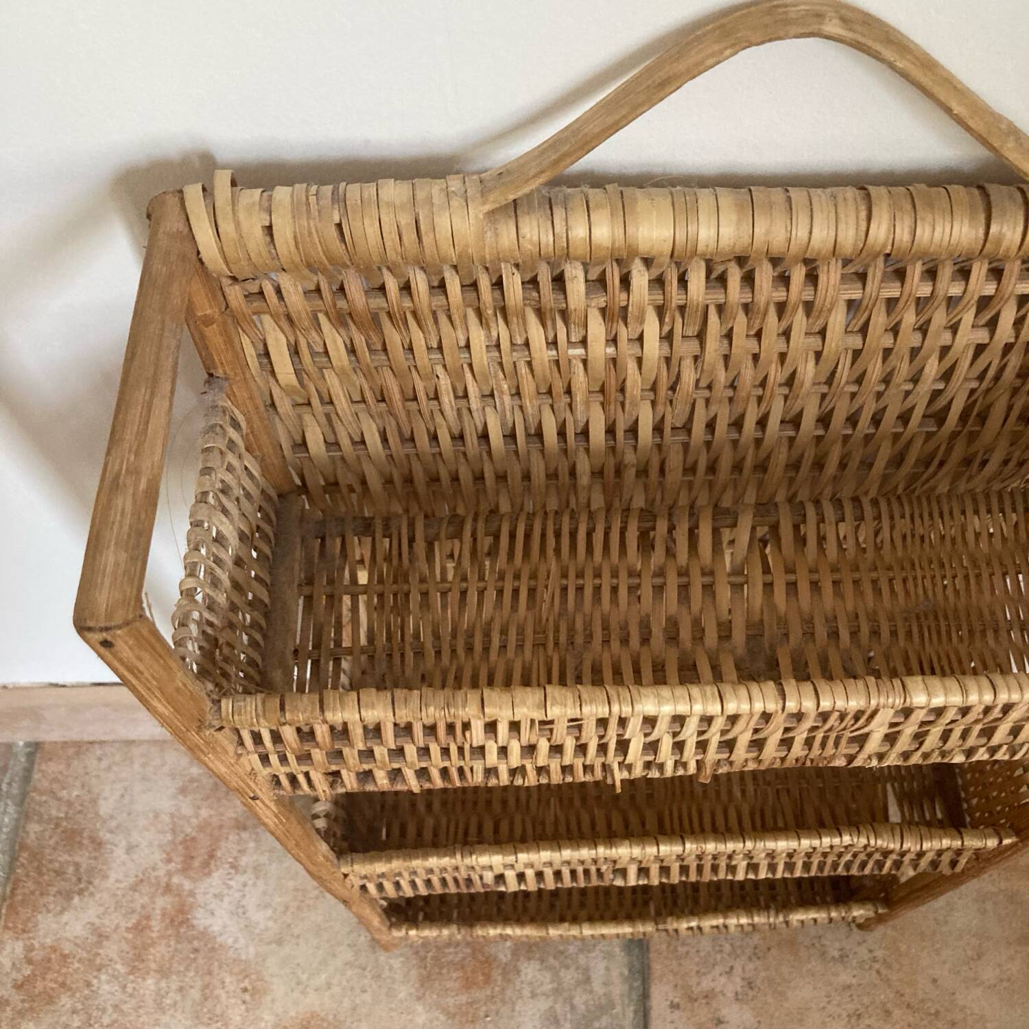 Vintage wicker wall shelf