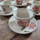 Saint-Amand Camelia – 6 hand-painted cups and saucers – 1950s/1960s