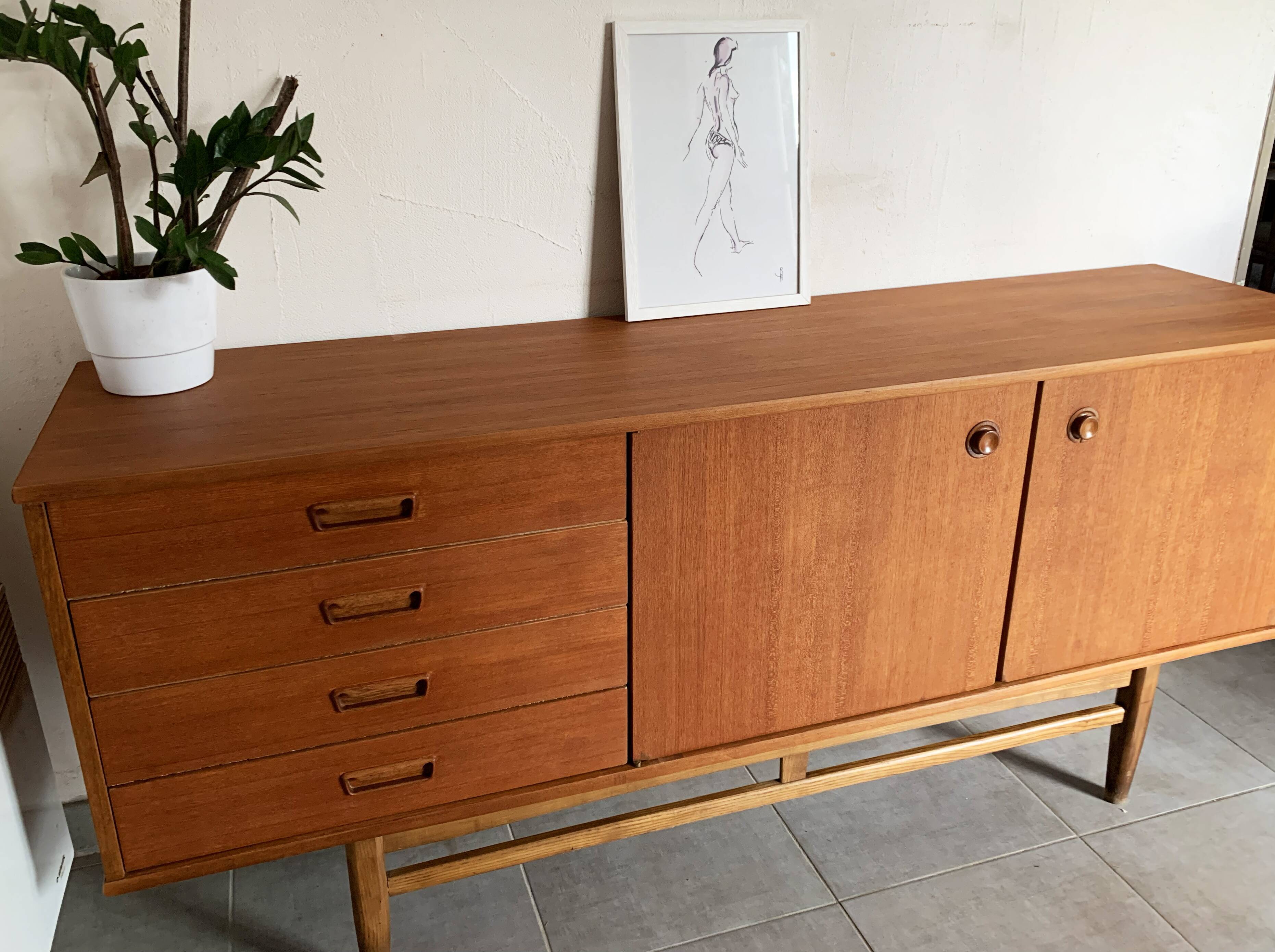 Vintage Scandinavian enfilade from the 60s in teak