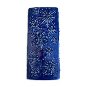vase bleu en céramique émaillée vintage