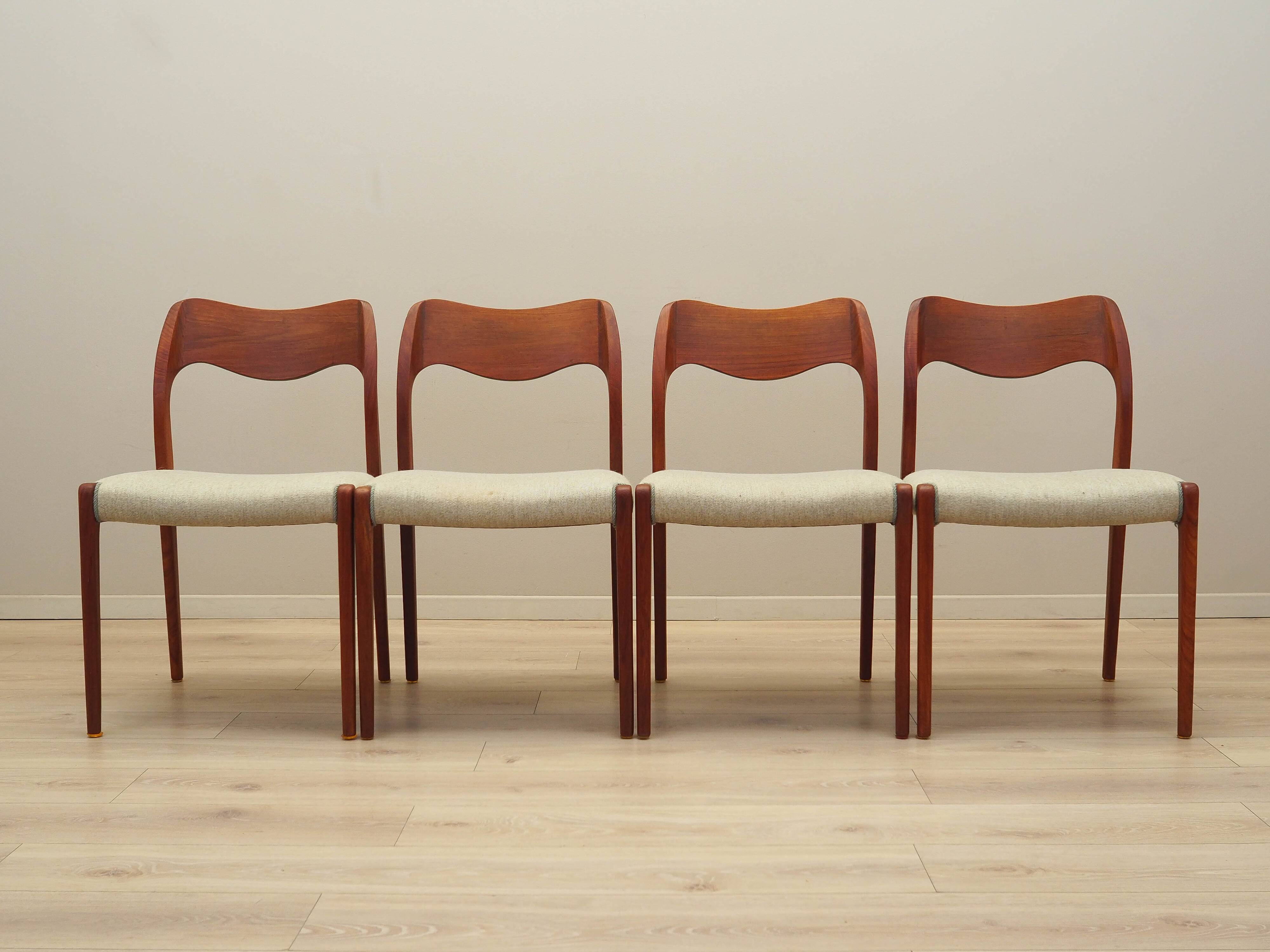 Set of four teak chairs, Danish design, 1960s, designer: Niels Otto Møller