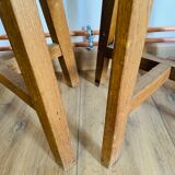 Set of 6 brutalist oak stools