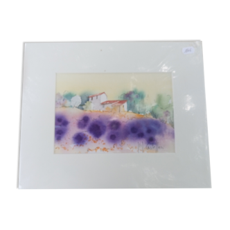 Watercolor landscape of provence