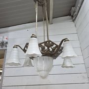 1930s Art Deco bronze chandelier