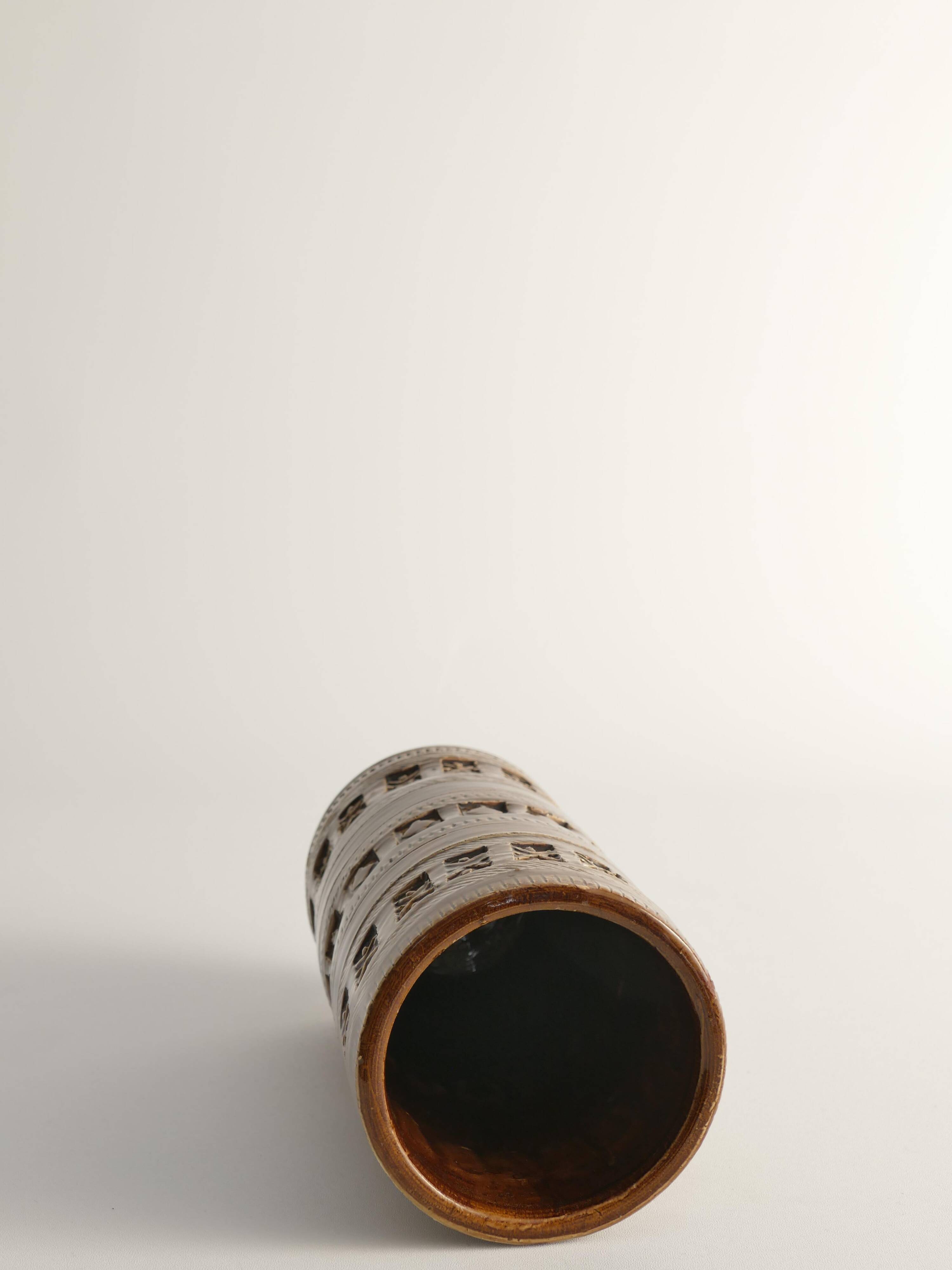 Mid-century Modern Brown Stoneware Vase by Aldo Londi for Bitossi, Italy, 1960s
