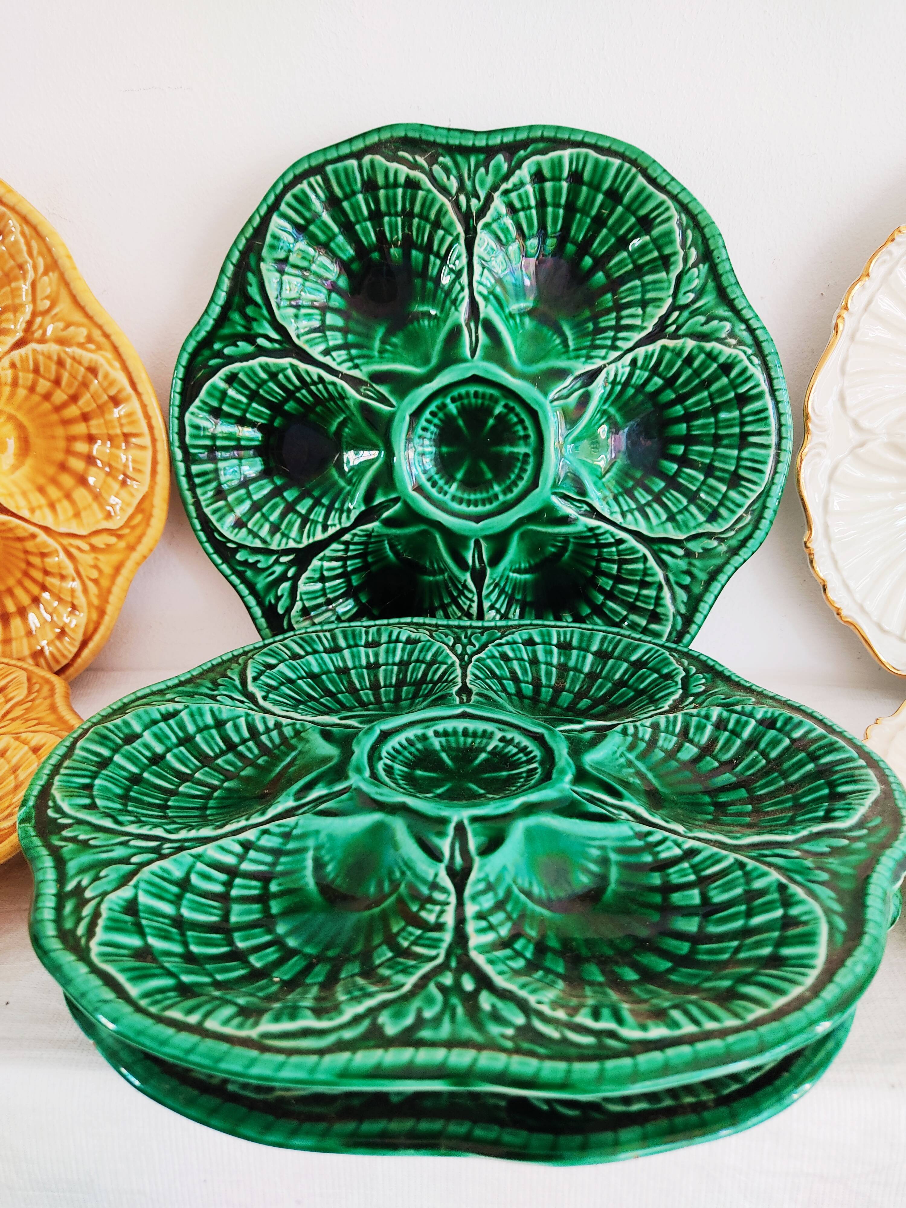 Set of 7 plates with oysters Sarreguemines and Bavaria