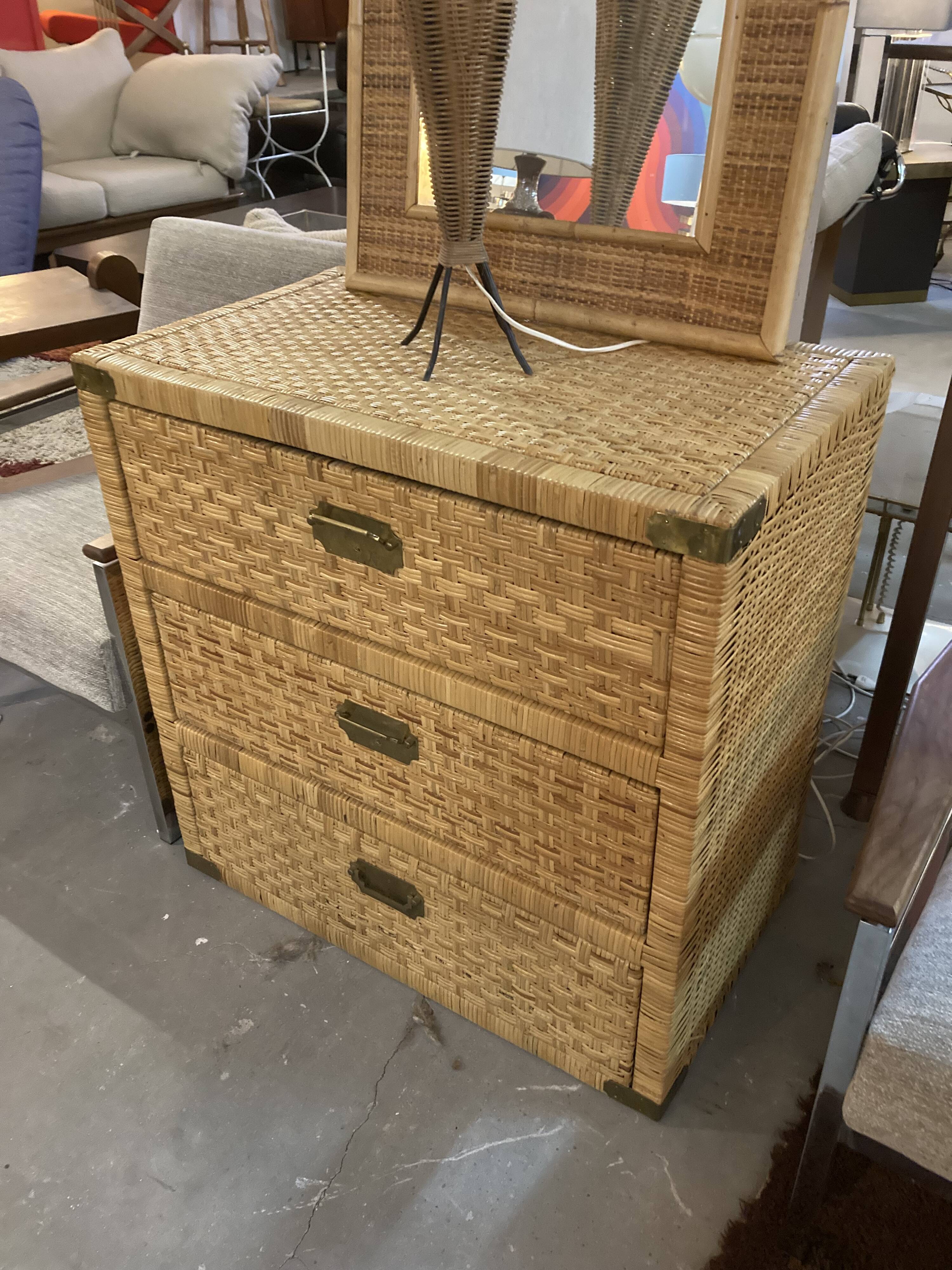 Mid-Century Modern Dresser, Rattan