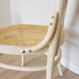 Vintage Thonet Bentwood Dining Chair: Cane Seat, Yellow Fabric Back