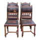 4 Henri II chairs in solid wood and leather from the 19th century.