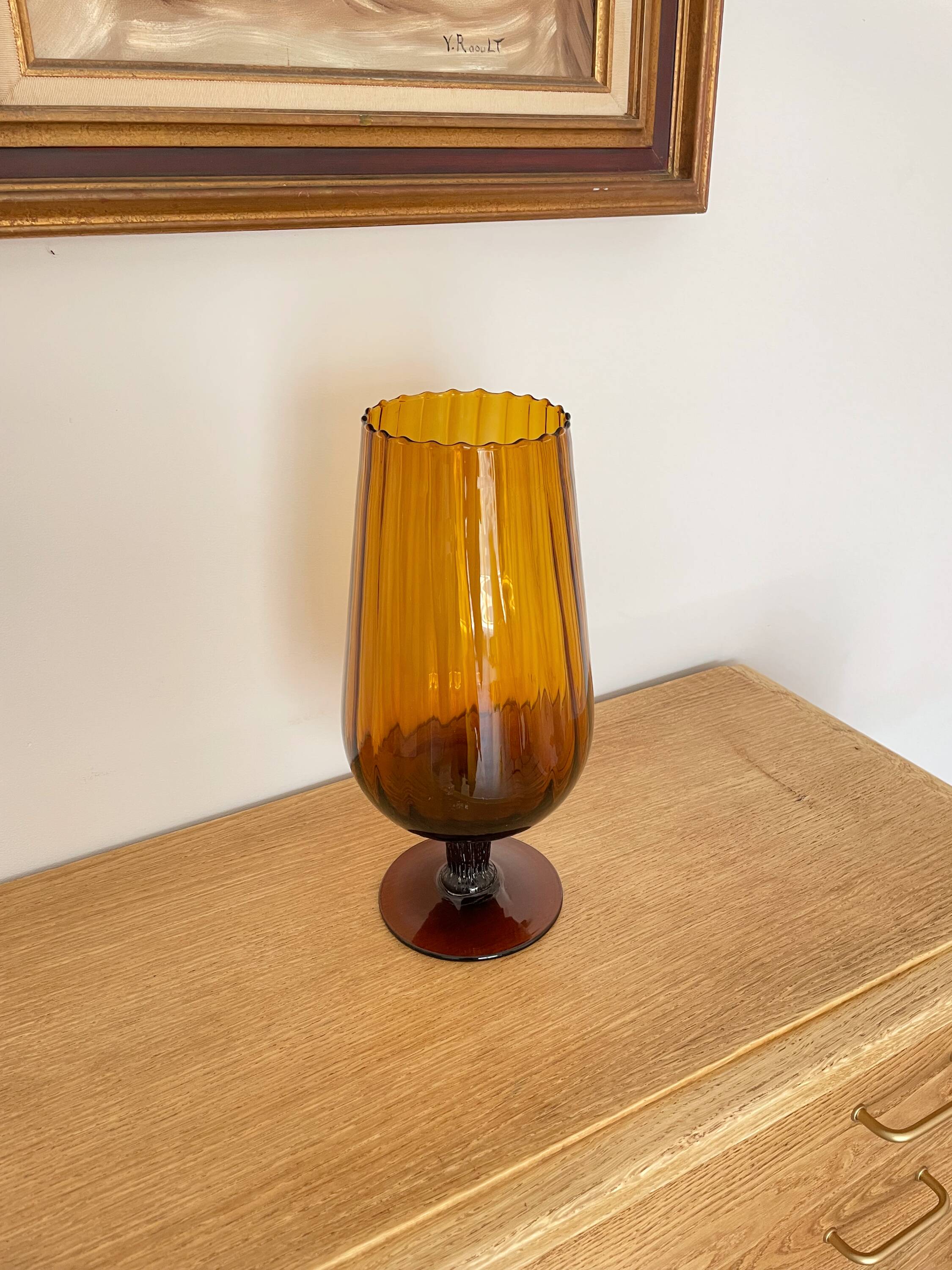 Large amber vase from the 1960s.