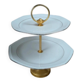 Vintage two-tier porcelain server Schirnding Bavaria in gold.