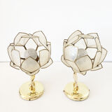 Pair of mother-of-pearl flower sconces