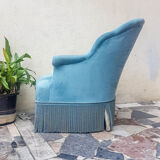 Velvet ottoman chair vintage toad velvet blue 70s