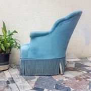 Velvet ottoman chair vintage toad velvet blue 70s