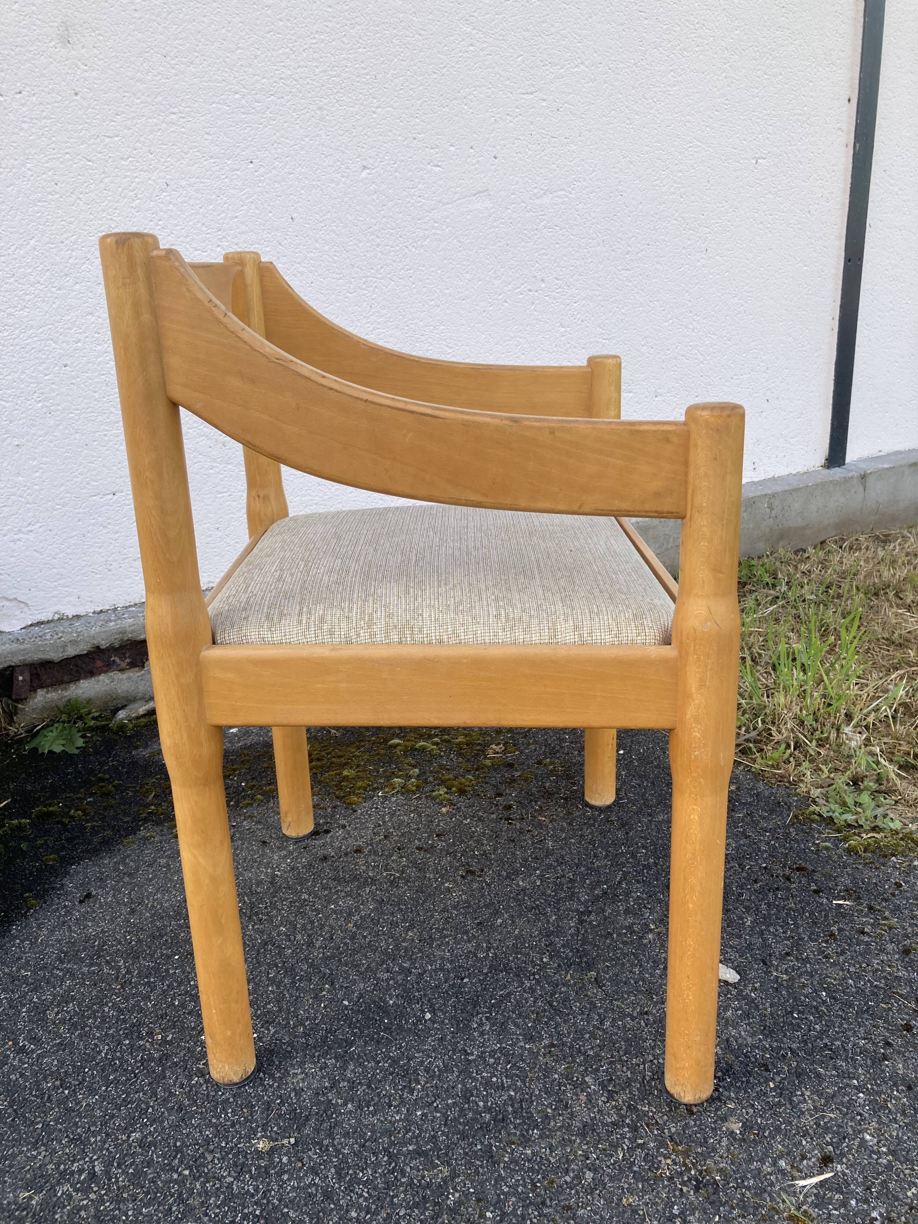 Six Carimate Cassina armchairs 1960's by Vico Magistretti