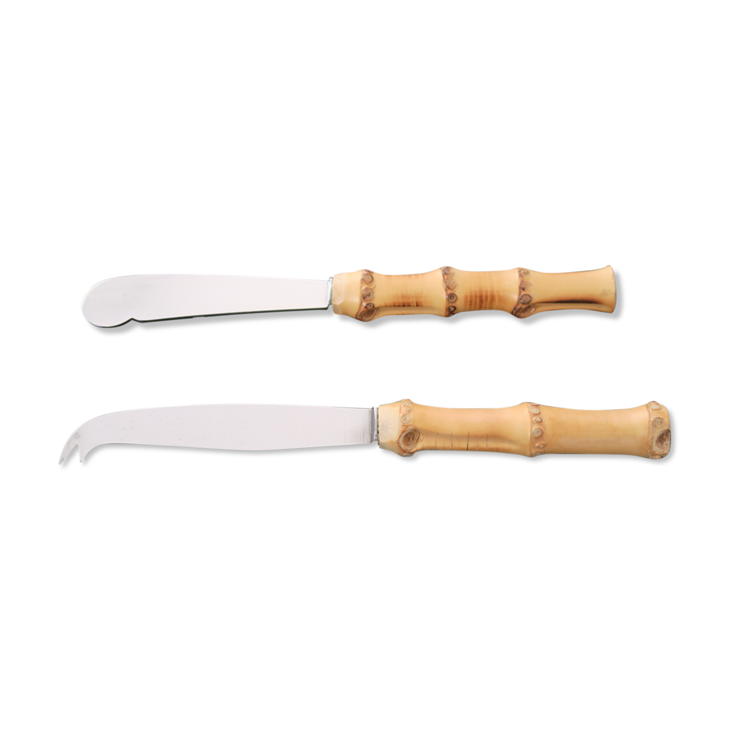 Ensemble couteaux à fromage manche bambou 1950