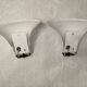 Pair of Italian wall sconces, frosted glass, brass.