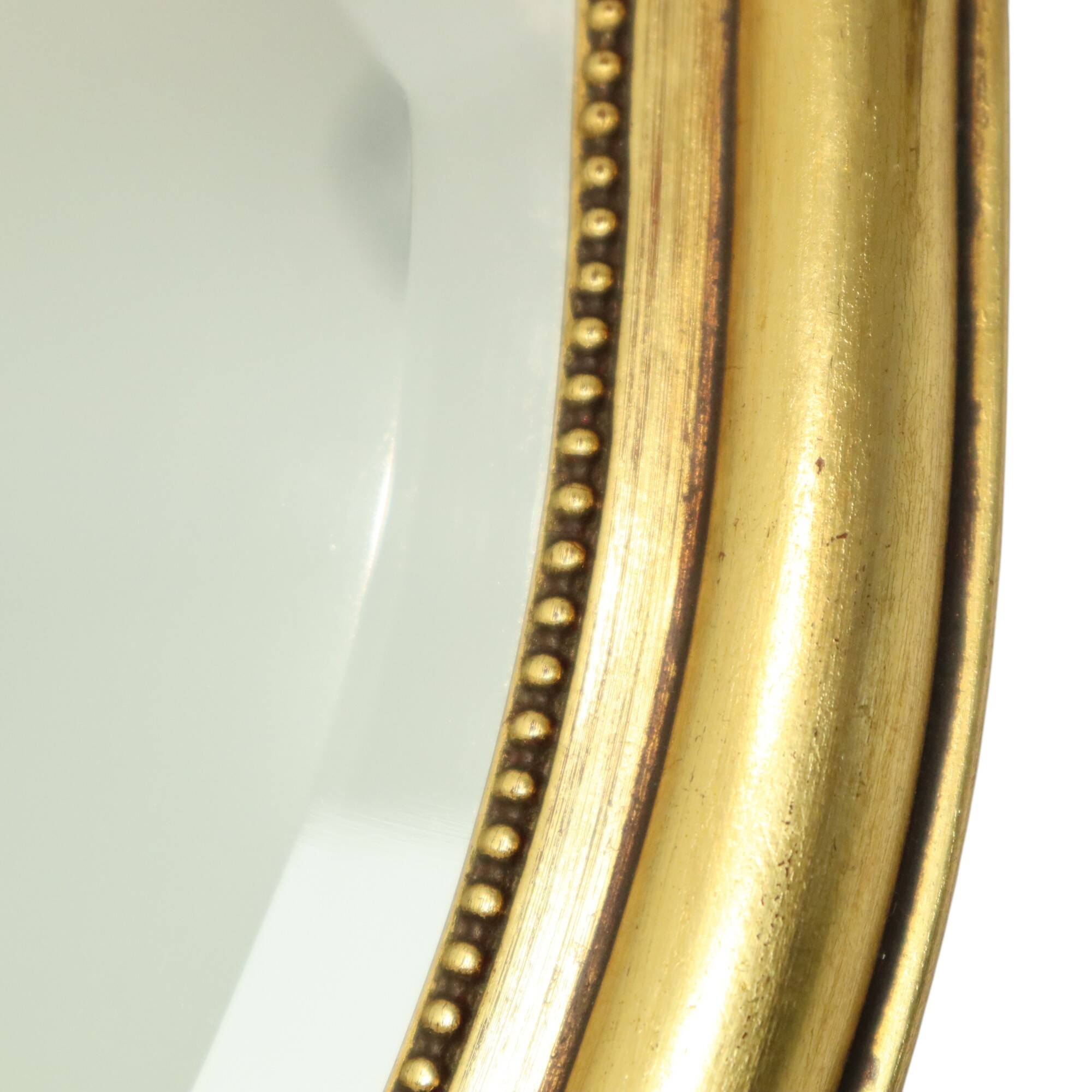 French Gold Leaf Gilded Crested Mirror Baroque Style Facet 84cm