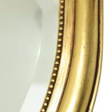 French Gold Leaf Gilded Crested Mirror Baroque Style Facet 84cm