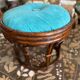 Pouf en rotin vintage