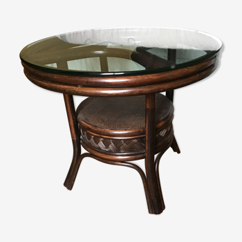 Table basse bambou et rotin