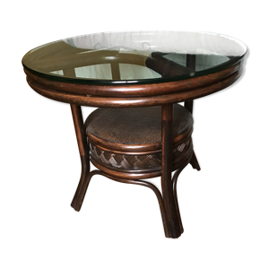 Table basse bambou et rotin