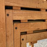 Suite de 4 chaises en pin et skaï beige / Horgen - Glarus