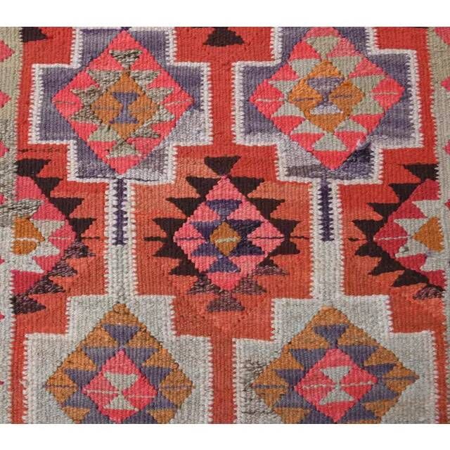 1970s Vintage Turkish Hand-Knotted Wool Cotton Red Runner Rug 94x347