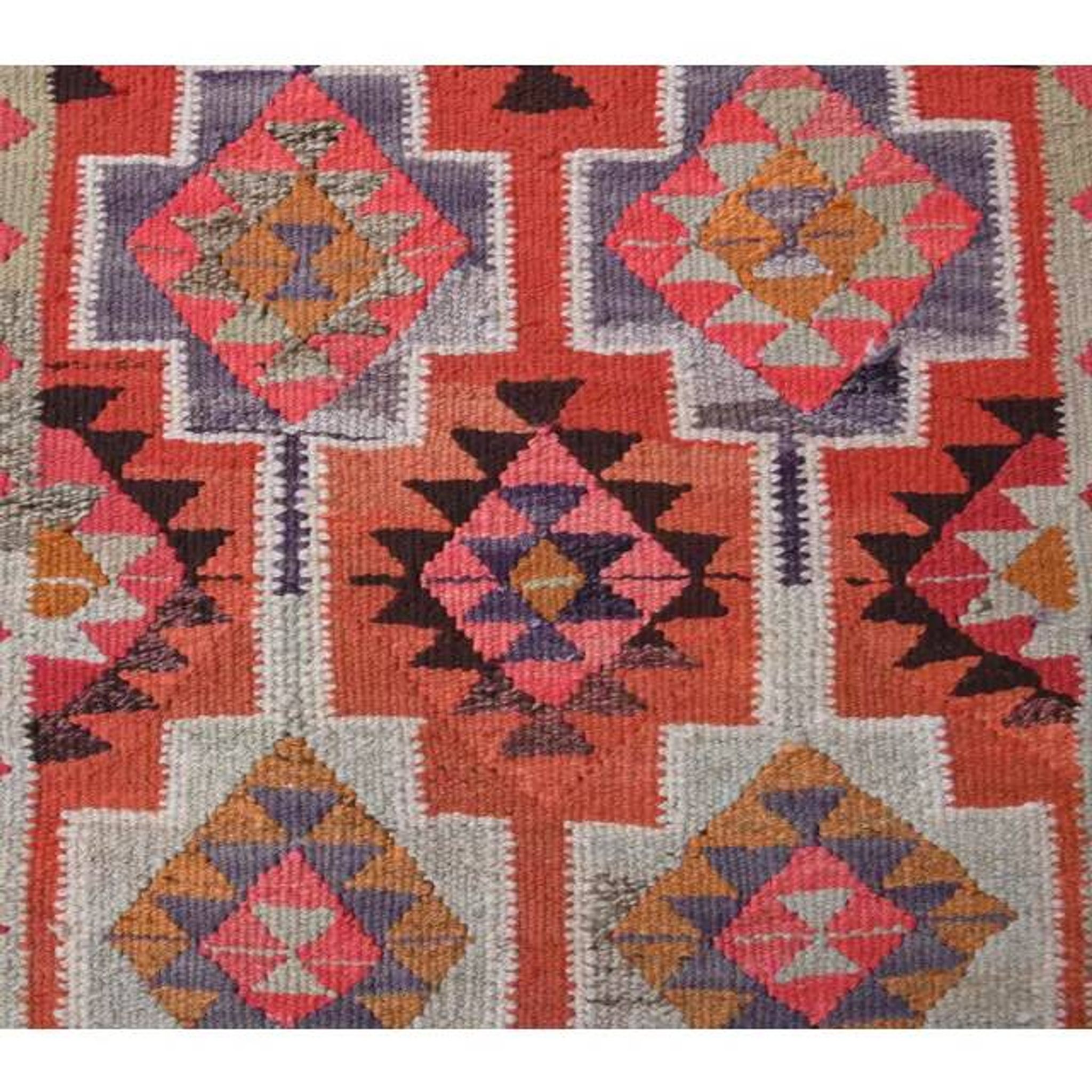 1970s Vintage Turkish Hand-Knotted Wool Cotton Red Runner Rug 94x347