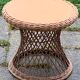 Small Vintage Wood and Rattan Roundtable 1960