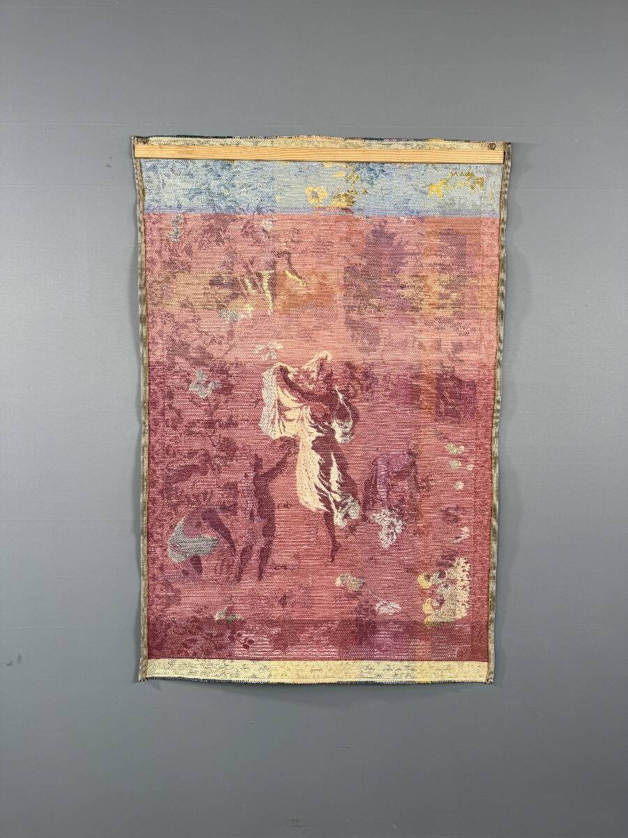 Decorative Aubusson tapestry, pastoral scene with putti.