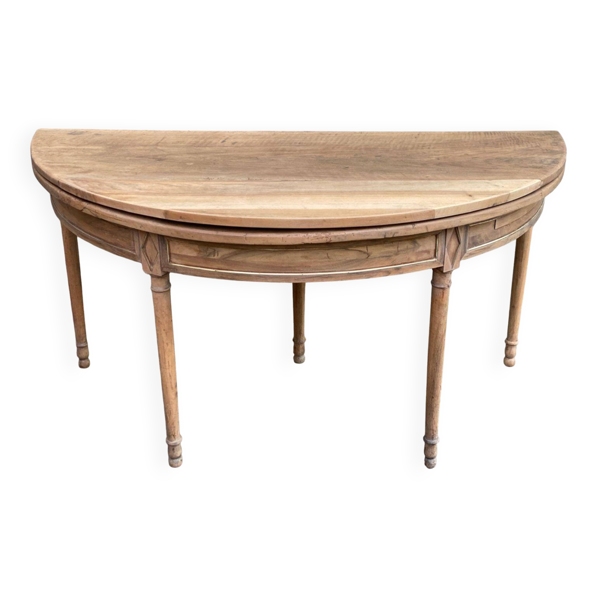 Louis XVI console dining table, extendable, renovated walnut from the 18th century.
