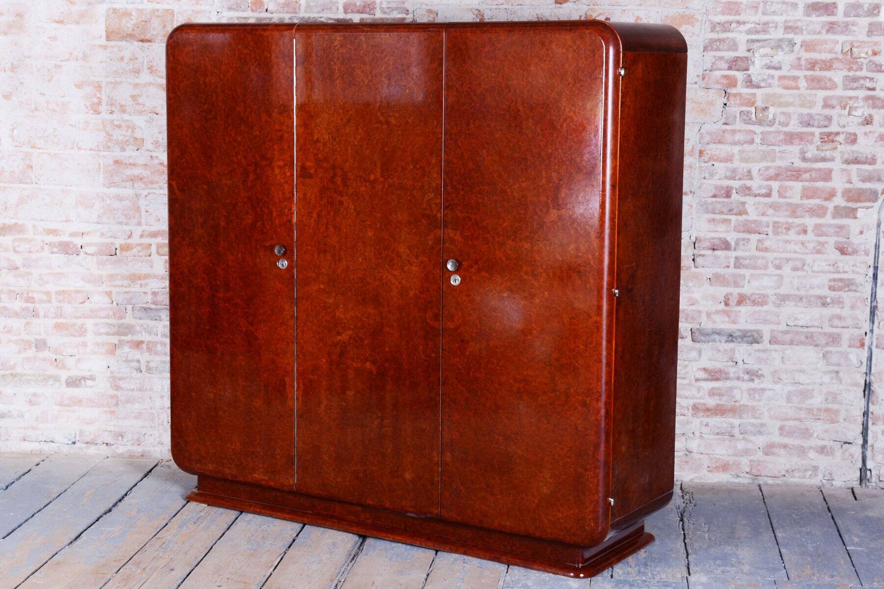 Art Deco Wardrobe in Mahogany attributed to J. Halabala for Up Zavody, Czech, 1920s