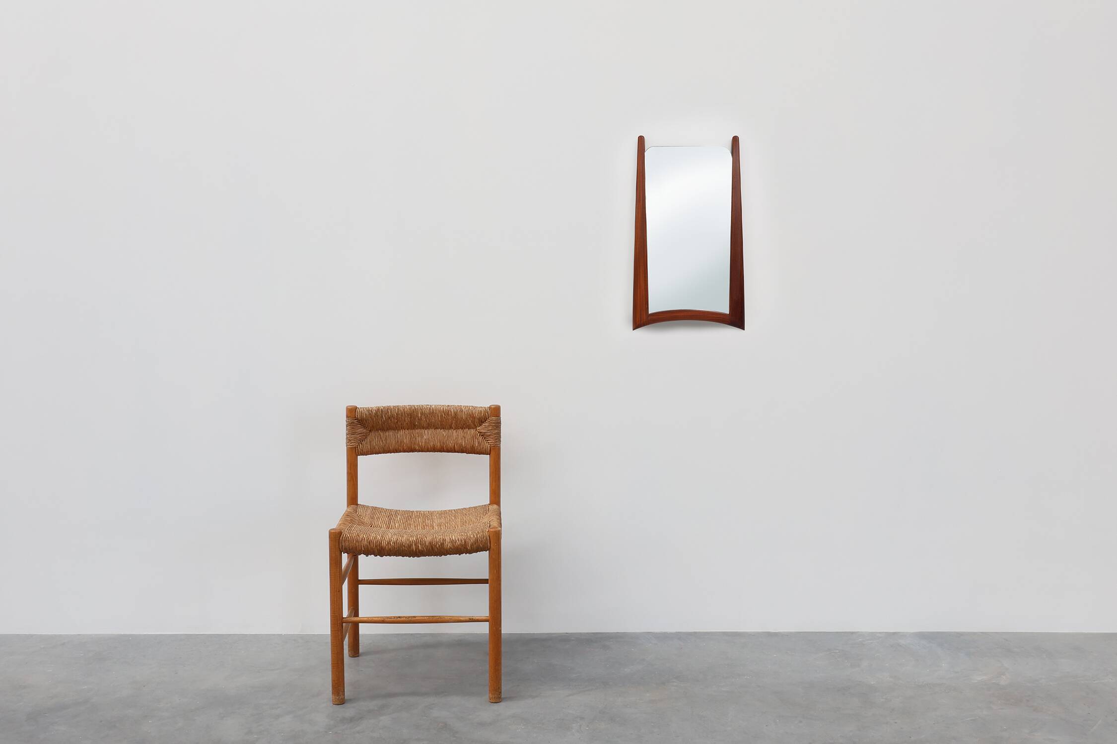 Vintage organic Scandinavian 1960s solid teak wood wall mirror