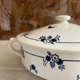 French Digoin Sarreguemines Soup Tureen Blue Flowers Made in France Earthenware