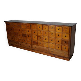 Large Dutch Industrial Beech Apothecary / School Cabinet, Mid-20th Century