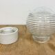 Plafonnier vintage en porcelaine blanche avec verre strié, années 1970
