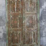 Indian door with frame, hand-painted floral motifs