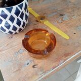 Vintage amber glass ashtray