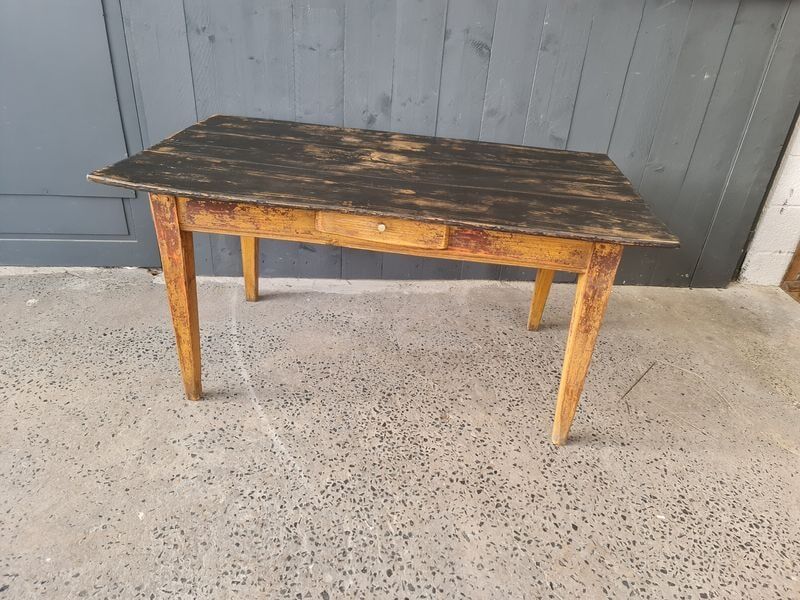 Wooden farmhouse table top black patina
