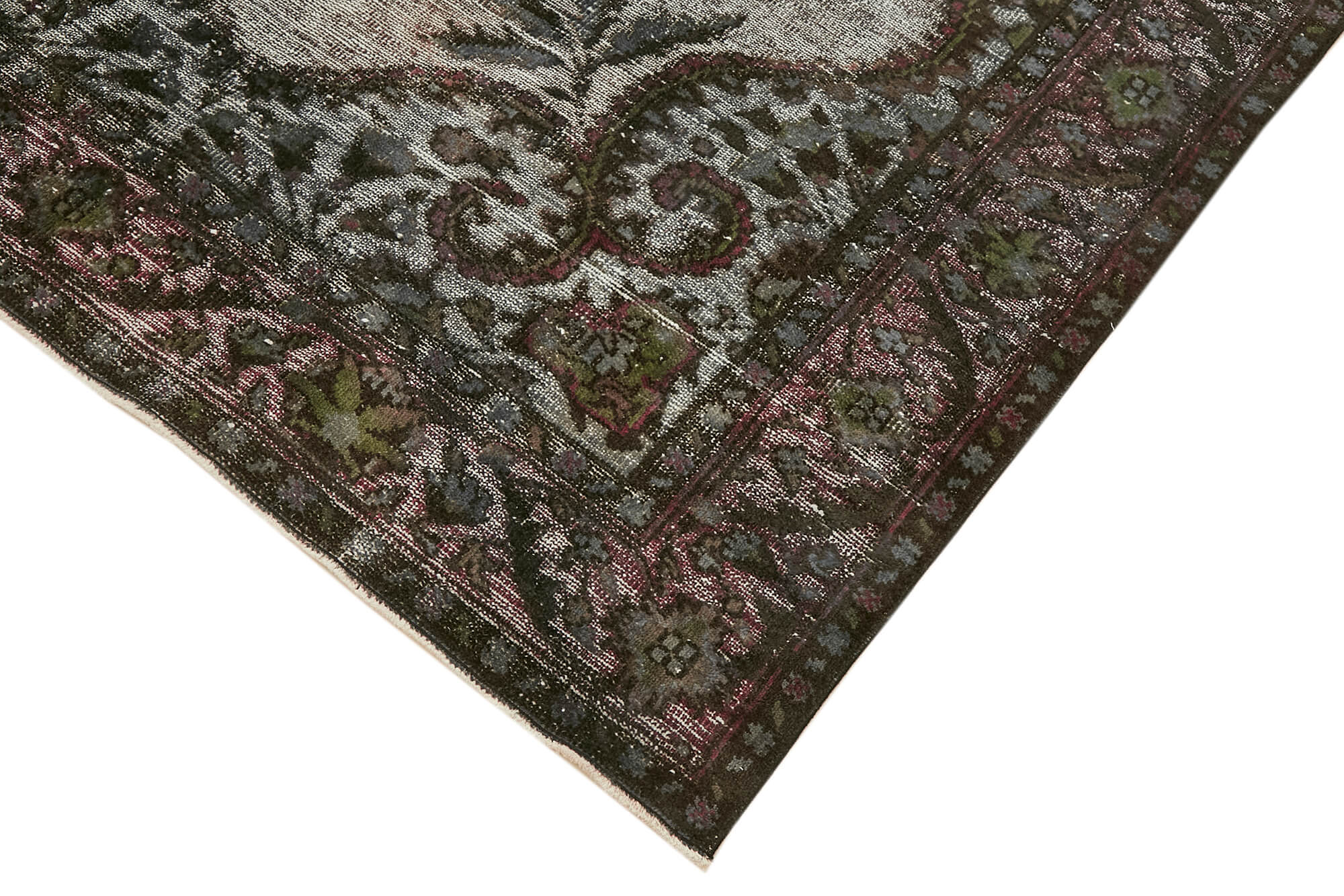 Tapis turc vintage noué à la main des années 1980 175 cm x 302 cm gris