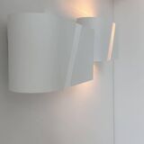 Pair of wall lights in matt white metal and perspex, Holland 1980