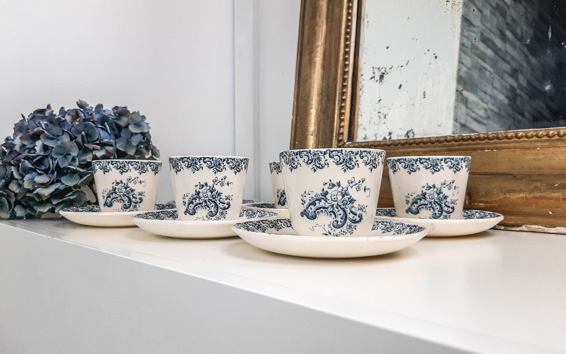 Gien earthenware coffee service, Terre de fer