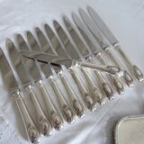 Set of 12 table knives in silver metal