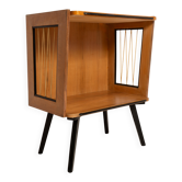 Vintage side table for modern mid-century television, beech wood, Poland, 1960s.