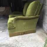 Vintage green velvet sofa